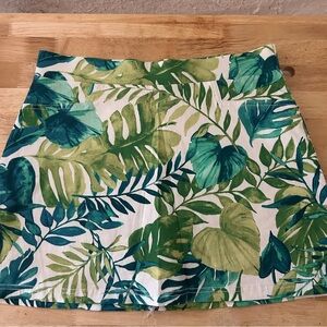 Onque Casuals Green Leaf Print Mini Skirt